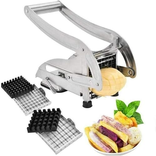 Kartoffelchips Potato Chipper Cutter, Pommes Frites Schneider, Professionelle Edelstahl Französisch Fry Chipper rutschfest Gemüse Pommes Frites Schneider Perfekt für Kartoffeln, Slicer Zuhause von Uennm