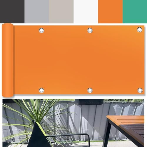 Ufamiluk Balkon Windschutz 100x1000cm meterware Tuch fest Kunststoff Fuer den Balkon balkonverkleidung für Garten Balkon Zaun Terrassen Swimming Pool Orange 100 cm hoch von Ufamiluk