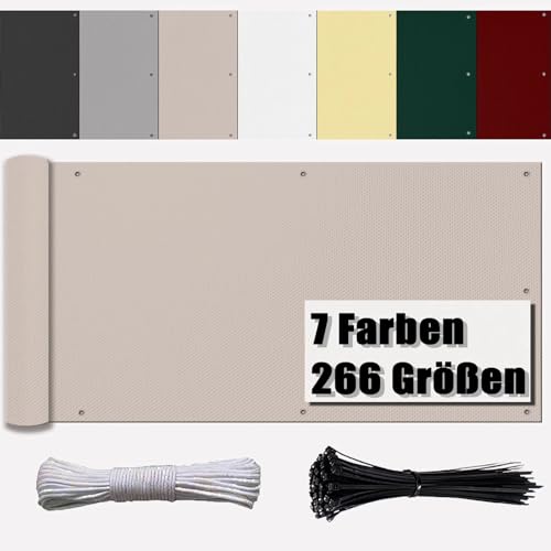 Ufamiluk Balkon Windschutz Wetterfest UV-Schutz Blickdichte 100% Privatsphäre balkonverkleidung für Garten Balkon Zaun Terrassen Swimming Pool Taupe 110x1200cm von Ufamiluk