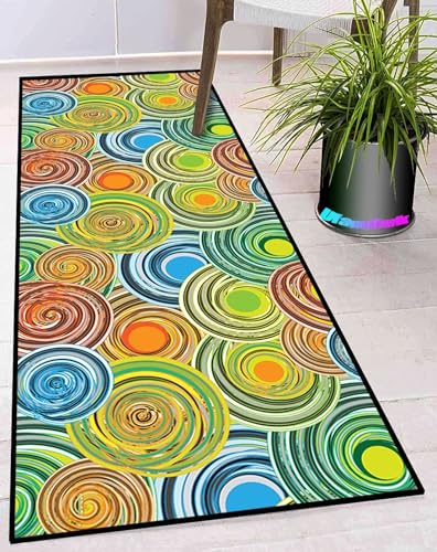 Ufamiluk Outdoor Teppich terasse rutschfest waschbar wasserfest wetterfest klein Teppich Bad für draußen Balkon küche Wohnzimmer Flur 50x120cm bunt Blau Rot Grün ColorA von Ufamiluk