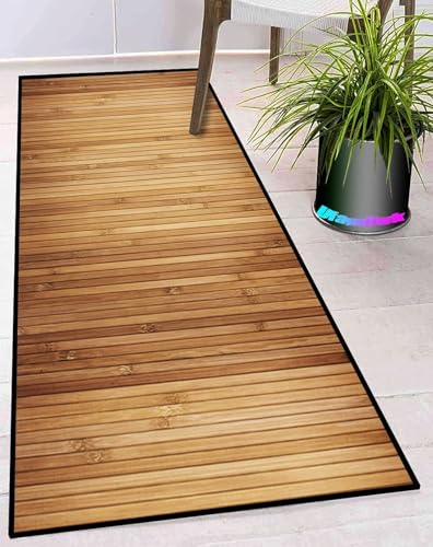 Ufamiluk Teppich läufer Flur rutschfest waschbar wetterfest wasserfest groß Teppich küche Badezimmer Teppich Sets für Wohnzimmer küche Balkon draußen Flur 80x280cm braun Holzmuster ColorL Ufamiluk Teppich läufer Flur rutschfest waschbar wetterfest wasserfest groß Teppich küche Badezimmer Teppich Sets für Wohnzimmer küche Balkon draußen Flur 80x280cm braun Holzmuster ColorL von Ufamiluk