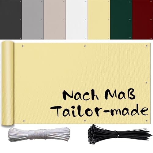 Ufamiluk Windschutz Balkon 85x100cm fest meterware Tuch Fuer den Balkon UV-Schutz balkonumrandung für Balkon Garten Terrassen die Seite Beige von Ufamiluk