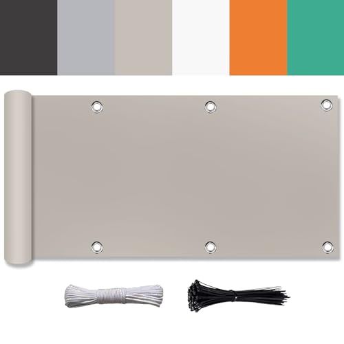 Ufamiluk balkonverkleidung 110 cm hoch Stoff HDPE Wetterfest Blickdichte UV-Schutz Windschutz Balkon für Balkon Zaun Terrassen Garten Swimming Pool 110x300cm Taupe von Ufamiluk
