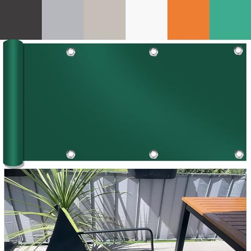 Ufamiluk balkonverkleidung 95x1400cm fest meterware Tuch Fuer den Balkon UV-Schutz Windschutz Balkon für Balkon Zaun Terrassen Garten Swimming Pool Grün 95 cm hoch von Ufamiluk