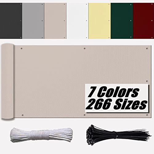 Ufamiluk balkonverkleidung Stoff HDPE Wetterfest Blickdichte UV-Schutz Balkon Windschutz für Zaun Balkon Terrassen Garten Swimming Pool Taupe 110x700cm von Ufamiluk