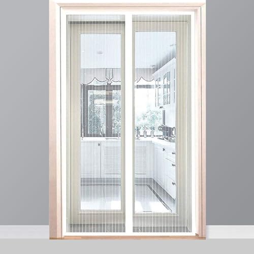 Ufamiluk fliegengitter balkontür ohne Bohren 85x225cm Weiß mit Magnet insektenschutz tesa fliegengitter tür Vorhang fliegenvorhang Türvorhang fliegenschutz moskitonetz für tür Terrassentür Balkontür von Ufamiluk
