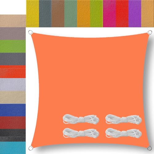 sonnensegel 2.5x2.5m Rechteck Segeltuch wasserdicht sonnensegel nach maß Balkon Regenschutz 95% UV Schutz Windschutz Überdachung Plane für Garten Terrasse Outdoor Orange von Ufamiluk