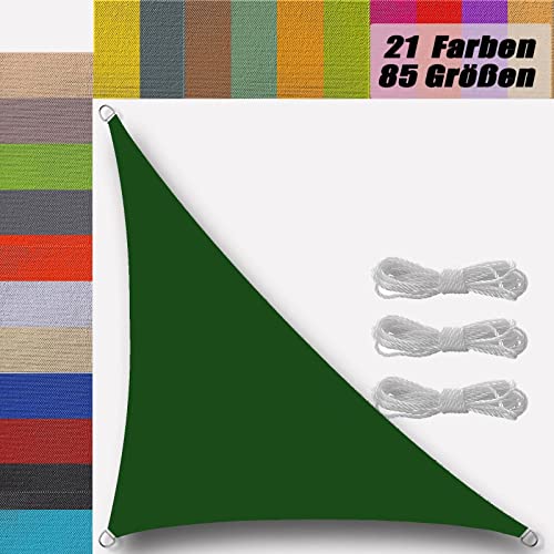Ufamiluk sonnensegel dreieckig wasserdicht 1.6x1.6x2.3m sonnensegel Balkon Regenschutz 95% UV Schutz Windschutz Überdachung Plane für Garten Terrasse Outdoor Camping Patio Schwimmbad Dunkelgrün von Ufamiluk