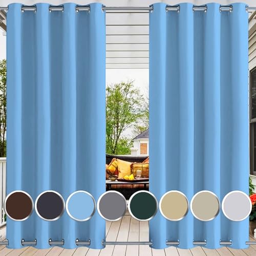 Ufamiluk vorhänge Outdoor Windschutz wetterfest mit ösen Oben und unten wasserdicht terraösen Vorhang Outdoor für Balkon terrasse außen pergola Hof 120x235cm (BxH 1 Stück) Blau von Ufamiluk