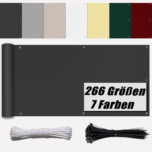 balkonumrandung Anthrazit Windschutz Balkon Stoff HDPE Wetterfest Blickdichte UV-Schutz für die Seite Garten Balkon Zaun Terrassen 80x500cm von Ufamiluk