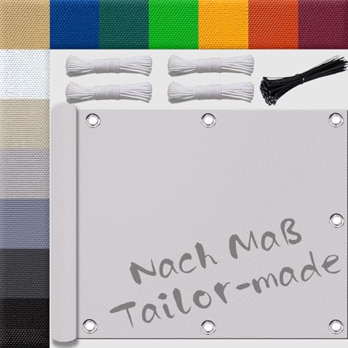 Ufamiluk sonnensegel 1x6m überdachung Balkon terrasse markisenstoff nach maß mit ösen balkonverkleidung für terrassenüberdachung Balkon überdachung Nicht-gerade Weiss von Ufamiluk