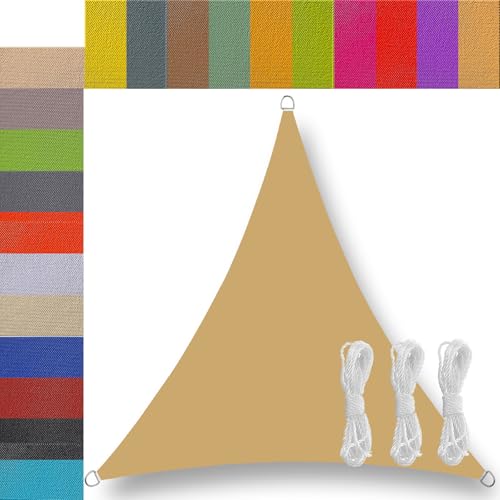 sonnensegel dreieckig wasserdicht 1.6x1.6x1.6m sonnensegel Balkon Regenschutz 95% UV Schutz Windschutz Überdachung Plane für Garten Terrasse Outdoor Camping Patio Schwimmbad Sandgelb von Ufamiluk