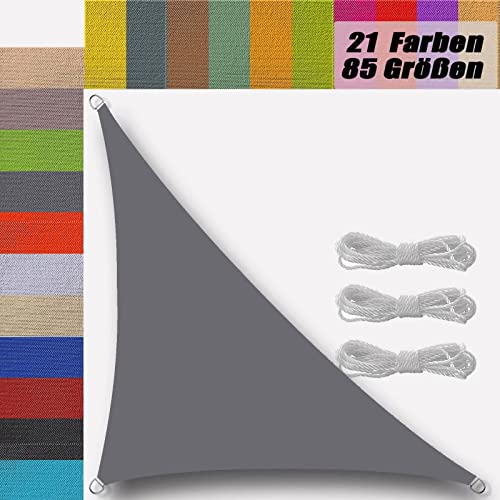 Ufamiluk sonnensegel dreieckig wasserdicht 2x2x2.8m sonnensegel Balkon Regenschutz 95% UV Schutz Windschutz Überdachung Plane für Garten Terrasse Outdoor Camping Patio Schwimmbad Grau von Ufamiluk