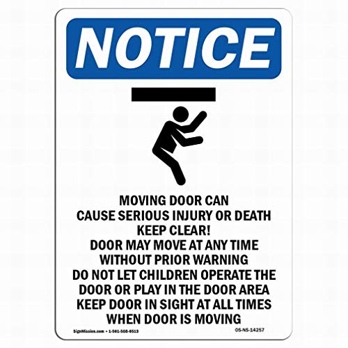 Ufcell OSHA-Hinweisschild mit Aufschrift "Moving Door Can Cause" (in englischer Sprache) "Moving Door Can Cause Signs" Warnschild Metallschild Hinweisschild Sicherheitsschild Straßendekoration 20,3 x von Ufcell