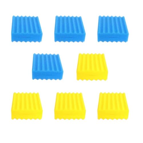 Ufeiwan Teichfilterschwämme für Sunsun CBF-Filter – Ersatz-Filtermedien-Schwamm-Set kompatibel mit CBF-200T/350/350B/350C/550 (4 gelbe und 4 blaue kompatible Cbf-350b) von Ufeiwan