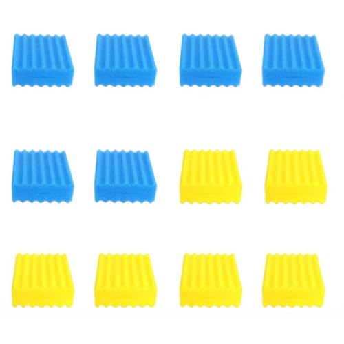 Ufeiwan Teichfilterschwämme für Sunsun CBF-Filter – Ersatz-Filtermedien-Schwamm-Set kompatibel mit CBF-200T/350/350B/350C/550 (6 gelbe und 6 blaue kompatible Cbf-350c) von Ufeiwan
