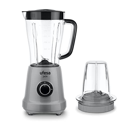 Ufesa BS4709 Jade Standmixer + Gewürzmühlen-Zubehör, 500 W, 1.5L Krug, 2 Geschwindigkeiten + TURBO, 4 Edelstahlklingen, BPA-frei von UFESA