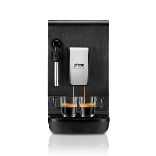 Ufesa Sensazione Vollautomatische Kaffeemaschine mit 20 Bar Druck für Espresso und Cappuccino, kompakt, Kaffeeanpassung, Touchpanel, integrierter Mahlwerk, Exklusivtechnologie von UFESA