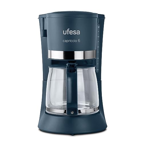 Ufesa CG7114 Capriccio Tropfkaffeemaschine, 6 Tassen, 600W, 0.6L Karaffe, Dauerfilter, Anti-Tropf-System, automatische Abschaltung, Blau von UFESA