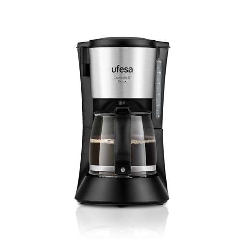 Ufesa CG7125 Capriccio 12 Delux Tropfkaffeemaschine, 12 Tassen, 680W, 1.2L Karaffe, Dauerfilter, Anti-Tropf-System, automatische Abschaltung, Edelstahl-Oberflächen von UFESA