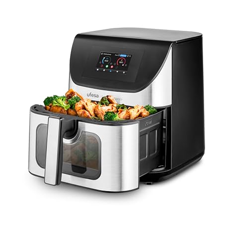 Ufesa Heißluftfritteuse 7,5L 2200W mit Interaktivem Digitaldisplay 4,3", Intelligenter App, 10 Programmen, Sichtfenster mit Innenbeleuchtung und Air Pulse Ultra 360ºC Technologie mit Doppelheizung von Ufesa