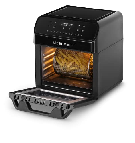 Ufesa Magister Heissluftfritteuse XXL, Airfryer 12 L, 12 Programme, 200ºC Temperatur, Digitaler Touchscreen, 6 Zubehör Mit Drehspieß, 1850 W, BPAfrei, Amazon-Exklusiv von UFESA