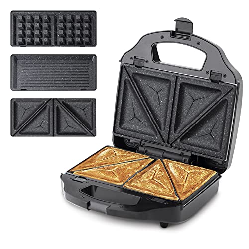 Ufesa SW7950 3-in-1 Sandwichmaker Cook&Fun, 900W, Grill, Waffeln und Sandwiches, Herausnehmbare Antihaftbeschichtete Platten, BPA-frei, Edelstahl von UFESA