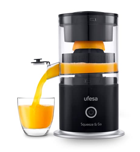 Ufesa Squeeze & Go, Zitruspresse Elektrisch mit USB-C wiederaufladbar, Tragbares, Orangenpresse, Zitronenpresse, Limettenpresse, 1500mAh Akku, 220 ml, BPA-frei von UFESA