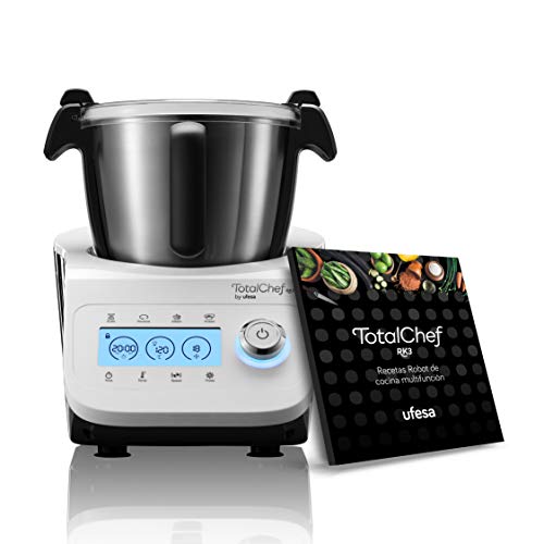 Ufesa TotalChef RK3 Multifunktions-Küchenmaschine, 30 Funktionen, Kapazität 3,5 l, LCD-Display mit Touch-Tasten, integrierte Waage, Inklusive Rezeptbuch PDF, Weiß von UFESA