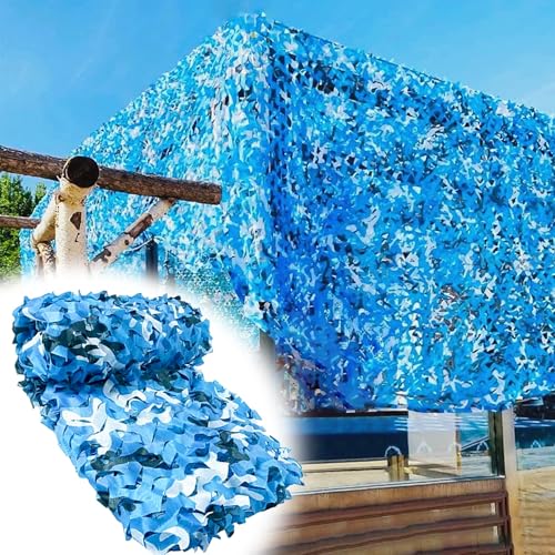 tarnnetz blau 4x5m(13x16.4ft),sonnensegel,Militärisch Verstärktes Tarnung Netz,strapazierfähiges Schattennetz,für Jagd Freien,gartendekoration von Ufgwhirl
