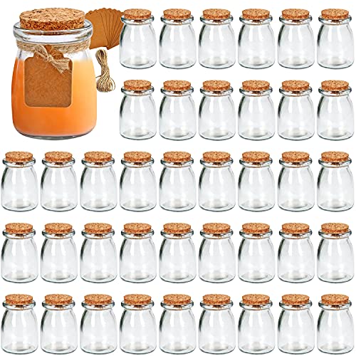Ufrount Kleine dekorative Glasflaschen mit Korkdeckel, 96 ml, Mini-Joghurt-Einmachglas, 40 Stück, ideal für Hochzeitsgeschenke, DIY-Projekte. von Ufrount