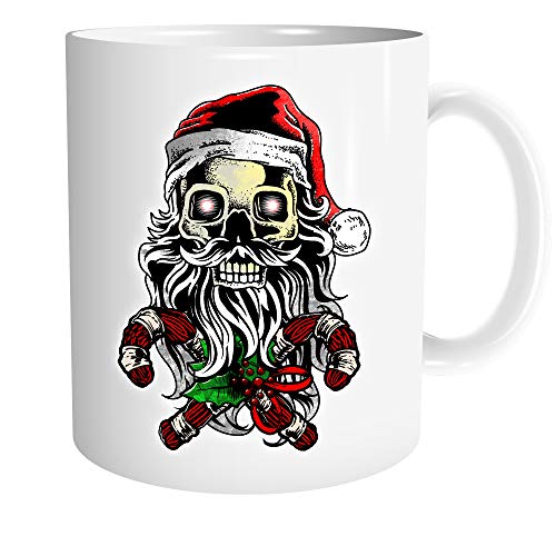 Uglyshirt89 Santa Skull Tasse | Kaffeetasse Teetasse Geschenk Weihnachten Weihnachtsmann Beard Santa Claus von Uglyshirt89