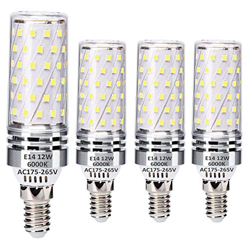 Ugvmn E14 LED Glühbirne 12W Kaltweiss 6000K Entspricht 100W Halogenbirnen, LED Glühbirne mit Edison Faden, Kein Flackern, Nicht dimmbar, 1400lm, AC 230V, 4er Pack von Ugvmn