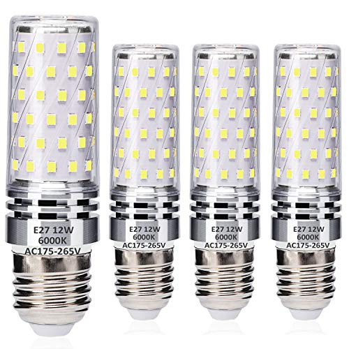 Ugvmn E27 LED Glühbirne12W Kaltweiss 6000K Entspricht 100W Halogenbirnen, E27 Fassung LED leuchtmittel mit Edison Faden, Kein Flackern, Nicht dimmbar, 1400lm, AC 230V, 4er Pack von Ugvmn