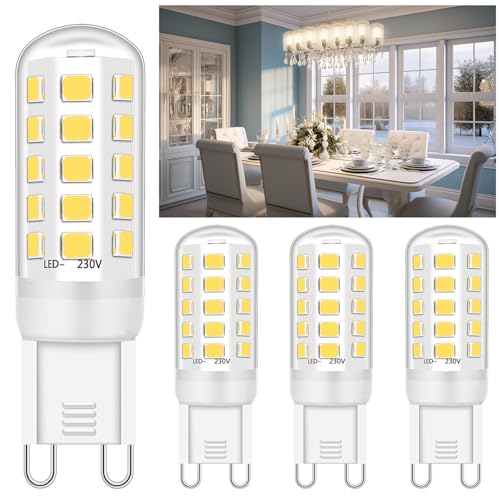 Ugvmn G9 LED Lampe Neutralweiß 4000K, GU9 Leuchtmittel 3W Entspricht Ersetzt 40W Halogenlampe, Glühbirne Lampen 400 Lumen, Kein Flackern, Nicht Dimmbar, Enegiesparende Kleine Birne, 4er Pack von Ugvmn