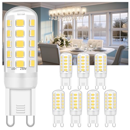 Ugvmn G9 LED Lampe Neutralweiß 4000K, GU9 Leuchtmittel 3W Entspricht Ersetzt 40W Halogenlampe, Glühbirne Lampen 400 Lumen, Kein Flackern, Nicht Dimmbar, Enegiesparende Kleine Birne, 8er Pack von Ugvmn