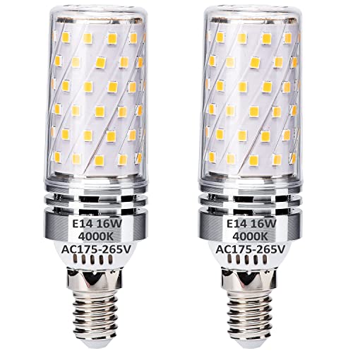 Ugvmn E14 LED Kerze Birnen 16W Entspricht 120W Halogen Birnen, E14 Tageslichtweiß 4000K, E14 energiesparlampe, e14 glühbirnen, Kein Flackern, Nicht dimmbar, 1400lm, AC 175-265V, 2er Pack von Ugvmn