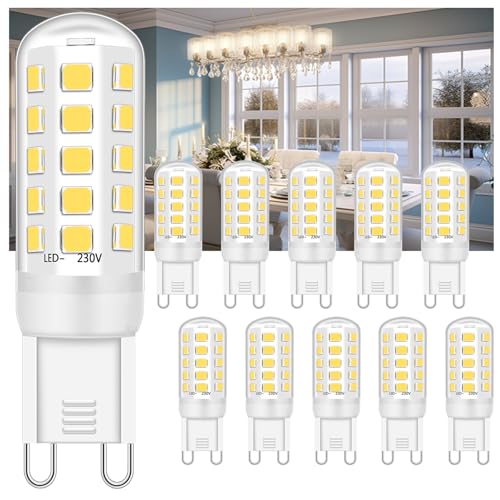Ugvmn G9 LED Birne 5W Entspricht 40W Halogenlampen, Kein Flimmern GU9 Naturweiß 4000K, G9 Leuchtmittel LED Lampen, Glühbirne 420lm, AC 220-240V, Nicht Dimmbar, 10er Pack von Ugvmn