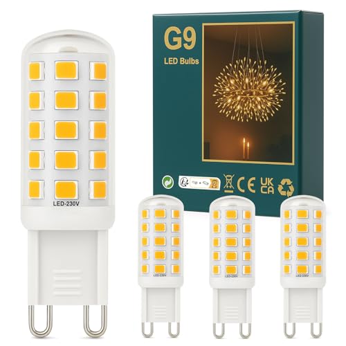 Ugvmn G9 LED Leuchtmittel 3W Warmweiß 2700K, 580LM GU9 LEDs Birne entspricht 40W Halogenlampe,Kein Flackern G 9 LED Glühbirne,Lampe G9 Enegiesparende, Nicht Dimmbar, 4er Pack von Ugvmn