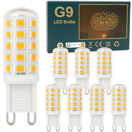Ugvmn G9 LED Leuchtmittel 3W Warmweiß 2700K, 580LM GU9 LEDs Birne entspricht 40W Halogenlampe,Kein Flackern G 9 LED Glühbirne,Lampe G9 Enegiesparende, Nicht Dimmbar, 8er Pack von Ugvmn