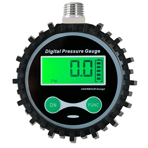 Inverted Digital Low Pressure Gauge with 1/4'' NPT Bottom Connector and Rubber Protector by Uharbour, Range to 60 psi, Accuracy 1%, Resolution 0.1psi……… Inverted Digital Low Pressure Gauge with 1/4'' NPT Bottom Connector and Rubber Protector by Uharbour, Range to 60 psi, Accuracy 1%, Resolution 0.1psi……… von Uharbour