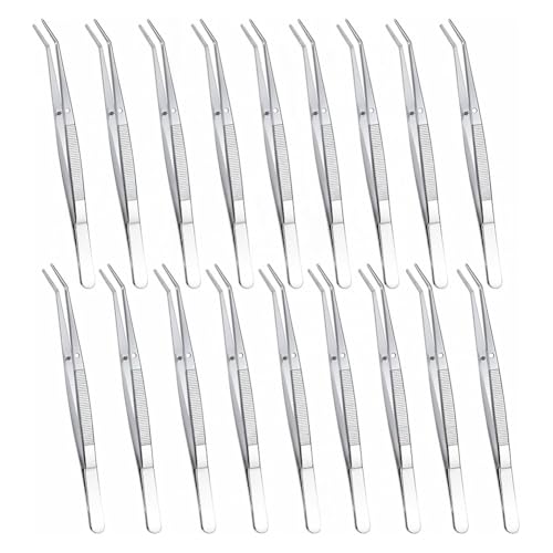 Uhidka 18 Stück Edelstahl-Pinzetten mit Gebogener, Gezackter Spitze. Mehrzweck-Pinzetten mit Gebogener Spitze zum Basteln Uhidka 18 Stück Edelstahl-Pinzetten mit Gebogener, Gezackter Spitze. Mehrzweck-Pinzetten mit Gebogener Spitze zum Basteln von Uhidka