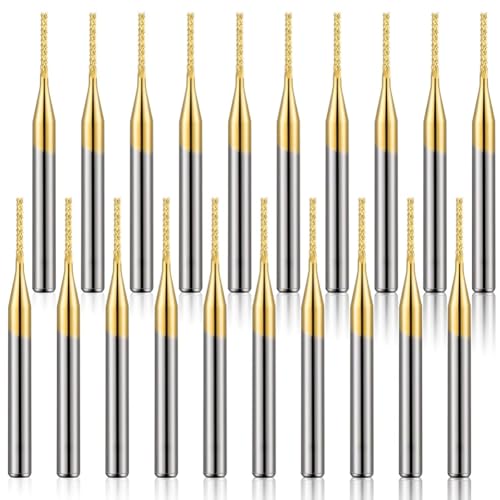 Uhidka 20 Stück 1/8 1 mm Schaftfräser Titanbeschichtung Hartmetall-Gravierfräser CNC-Fräser für Leiterplattenmaschinen von Uhidka
