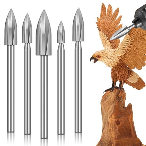 Uhidka 5-Teiliges Holzschnitzbohrer-Set, 1/8-Schaft-Rotationswerkzeug-Zubehör zum Gravieren, Diamantbohrer für Heimwerker- Uhidka 5-Teiliges Holzschnitzbohrer-Set, 1/8-Schaft-Rotationswerkzeug-Zubehör zum Gravieren, Diamantbohrer für Heimwerker- von Uhidka