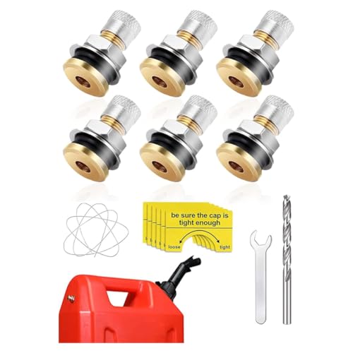 Uhidka 6er-Pack Entlüftungskappen für Kraftstofftanks, Auslaufsichere Entlüftungskappen für Gaskanister Verbessern Den Durchfluss, Entlüftungskappen-Set für Metall-Benzinkanister Uhidka 6er-Pack Entlüftungskappen für Kraftstofftanks, Auslaufsichere Entlüftungskappen für Gaskanister Verbessern Den Durchfluss, Entlüftungskappen-Set für Metall-Benzinkanister von Uhidka