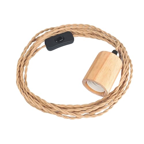 Uhidka Kabelsatz für Pendelleuchte Aus, 4,5 M, Vintage-Industrie-Hängekabel mit Stecker und Gedrehtem Nylonseil, E26, EU-Stecker von Uhidka
