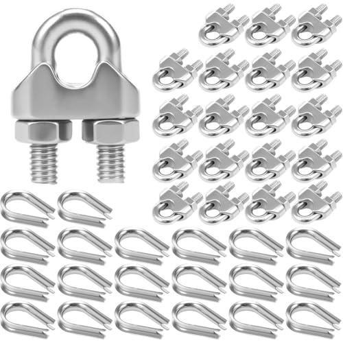 Uhidka M5 Dimble 20pcs Edelstahldrahtseile Klemmen Kabelklemmen U Bolzen Sattel Befestigung von Uhidka