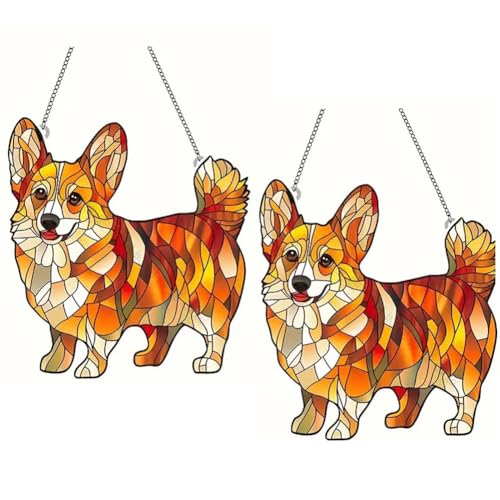 Uhidka Sonnenfänger zum Aufhängen Am, Acryl, mit Hund-Motiv, Gebeizt, für Hundeliebhaber, Gedenkgeschenke, Aufhängbares -Accessoire für Zuhause von Uhidka