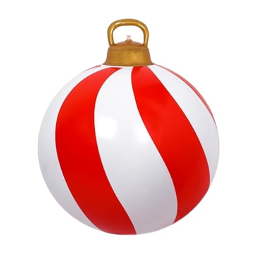 Uhngw Aufblasbare Weihnachtskugel | 60 cm Weihnachtsdekoration Kugel Deko | Rot Weiße Festliche Deko für Garten Wohnzimmer Winterfest | Party Vorgarten Fest Dekoration von Uhngw