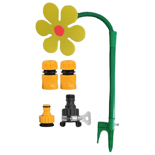 Uhngw Dancing Daisy Lawn Sprinkler - Lustiger Gartensprinkler | 360 Grad drehbares Hof-Bewässerungssystem für Bewässerung Spielen Bauernhof-Bewässerung Terrasse Hinterhof von Uhngw